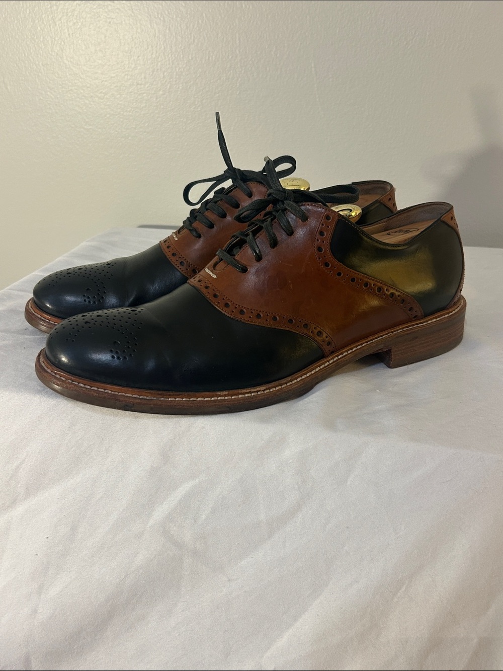 Cole Haan Black & Brown Leather Brogue Oxford Shoes